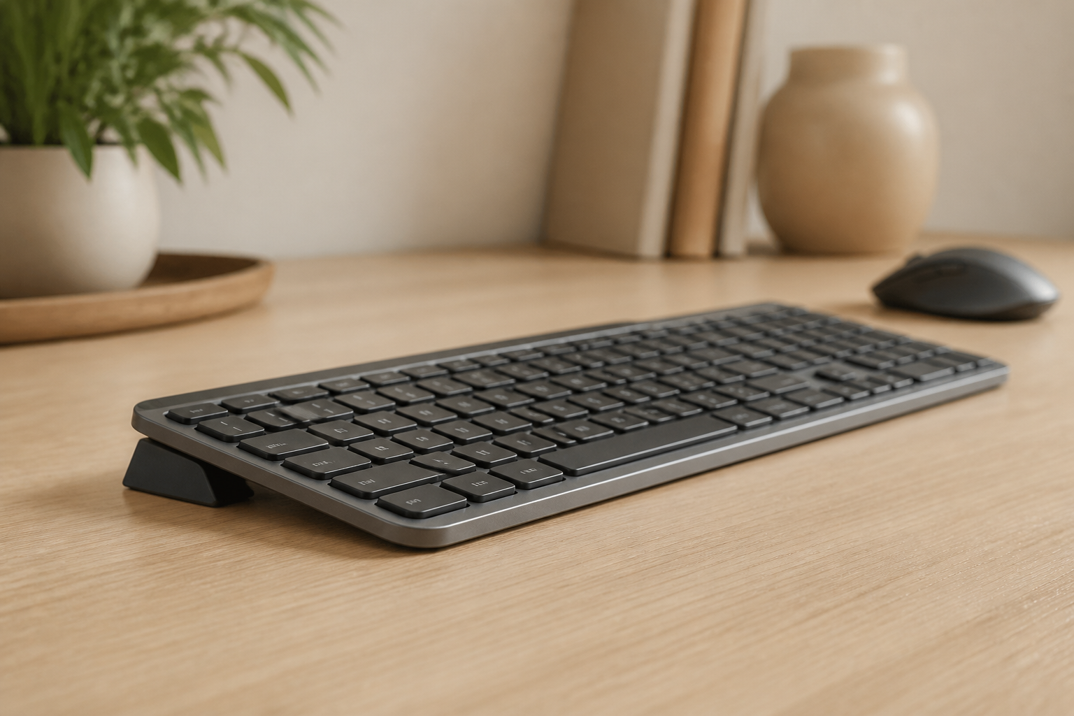 30-dag tastatur Ergonomics overgangsguide -KeyRiser: overgangsvejledning med lav profil MX Keys- stil tastatur på KeyRiser tilbehør -KeyRiser