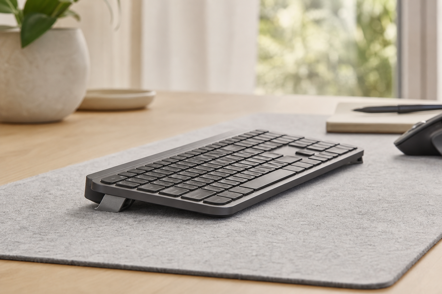 Desk Depth and Keyboard Distance- Ergonomic Setup - KeyRiser compatible Logitech MX Keys keyboard setup