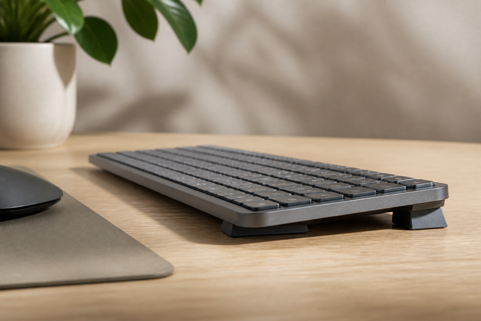 er Logitech MX Keys Godt for programmering? En udviklers ærlige anmeldelse:Logitech MX Keys med lav profil MX Keys- stil tastatur på KeyRiser tilbehør -KeyRiser