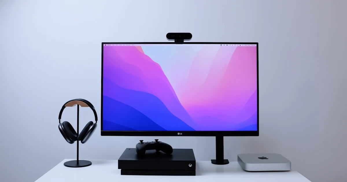 Tastaturriser vs monitor riser: en skærm på en stand ved siden af et ryddeligt skrivebord setup -KeyRiser