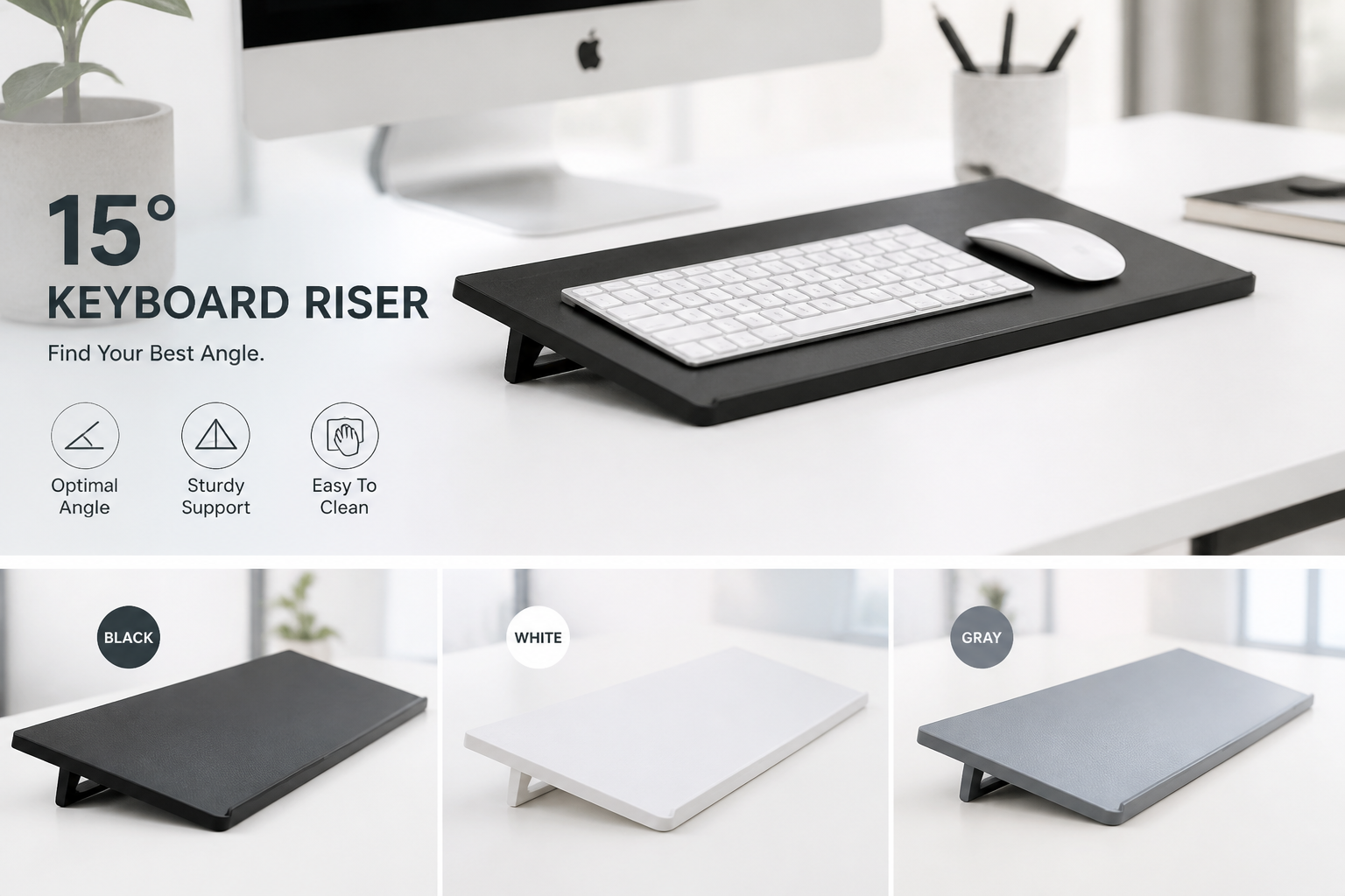 KeyRiser 2026：补货计划、颜色候选与产品优化更新 product hero shot for Logitech MX Keys keyboard riser restock - KeyRiser