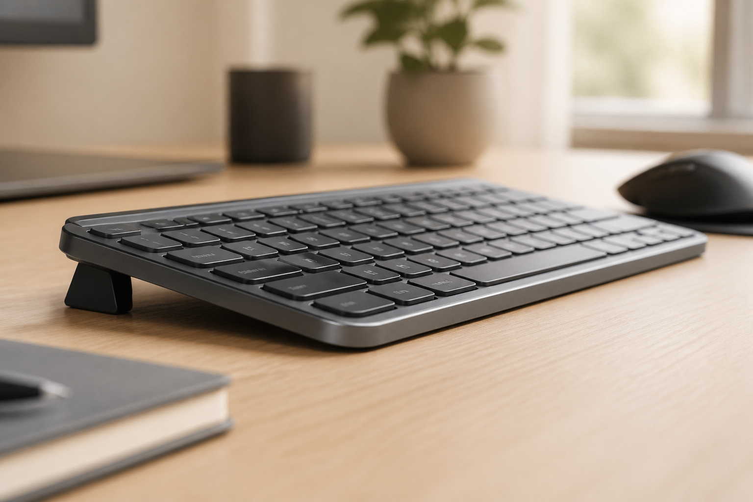 Tastatur placeret i en behagelig højde til ergonomisk skrivning